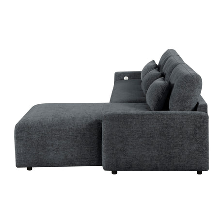 Cumulus Dark Gray Convertible Queen Sleeper Sofa with Charging Ports from Homelegance - Luna Furniture