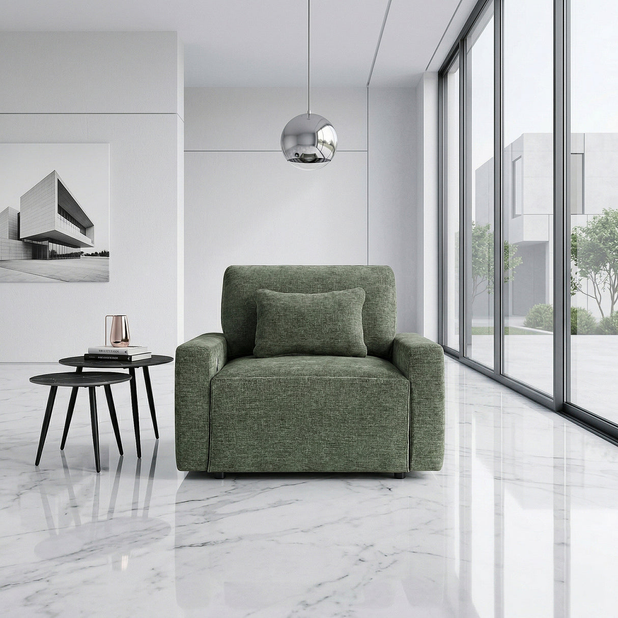 8345GRN-1 Convertible Sleeper Chair with Charging Ports from Homelegance - Luna Furniture
