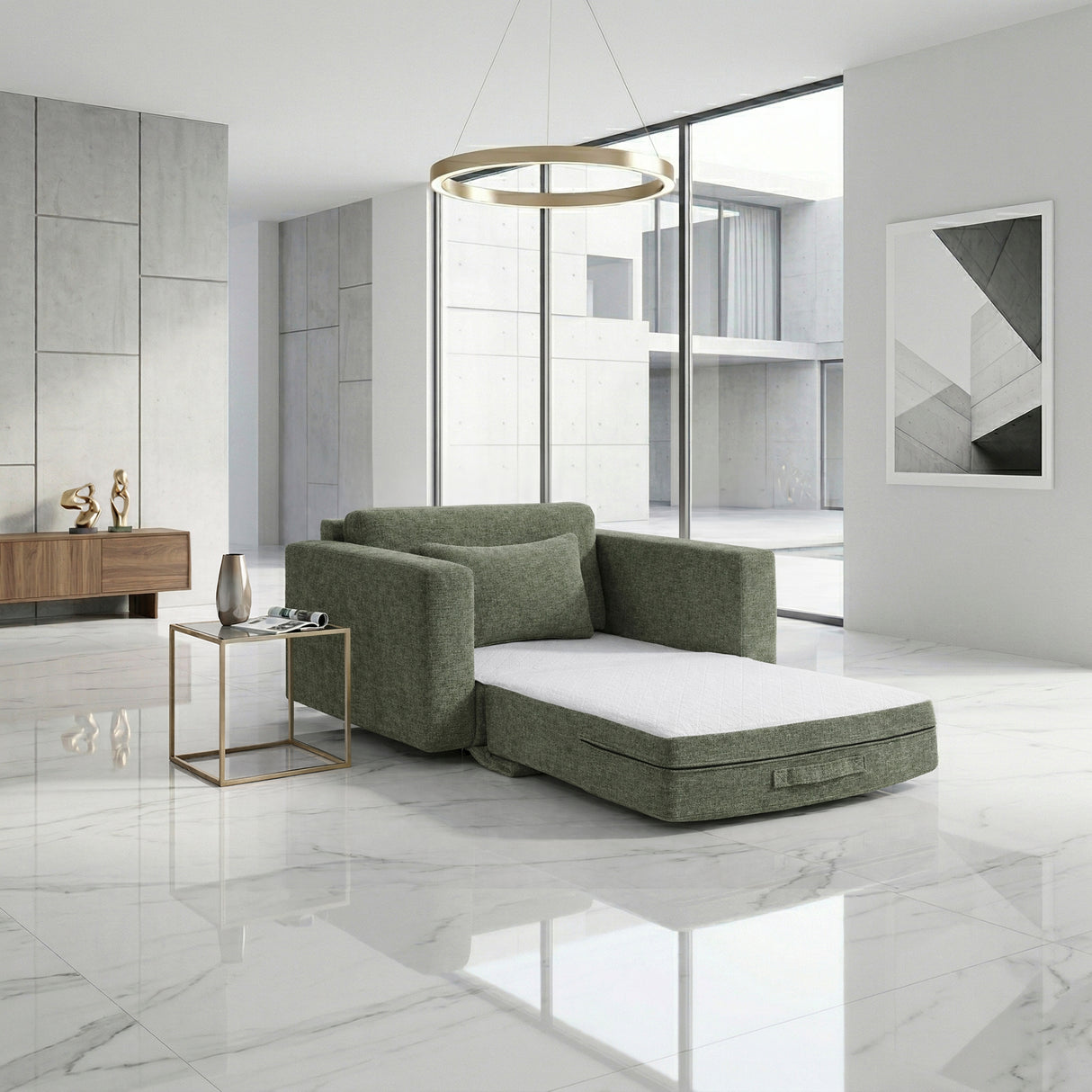 8345GRN-1 Convertible Sleeper Chair with Charging Ports from Homelegance - Luna Furniture