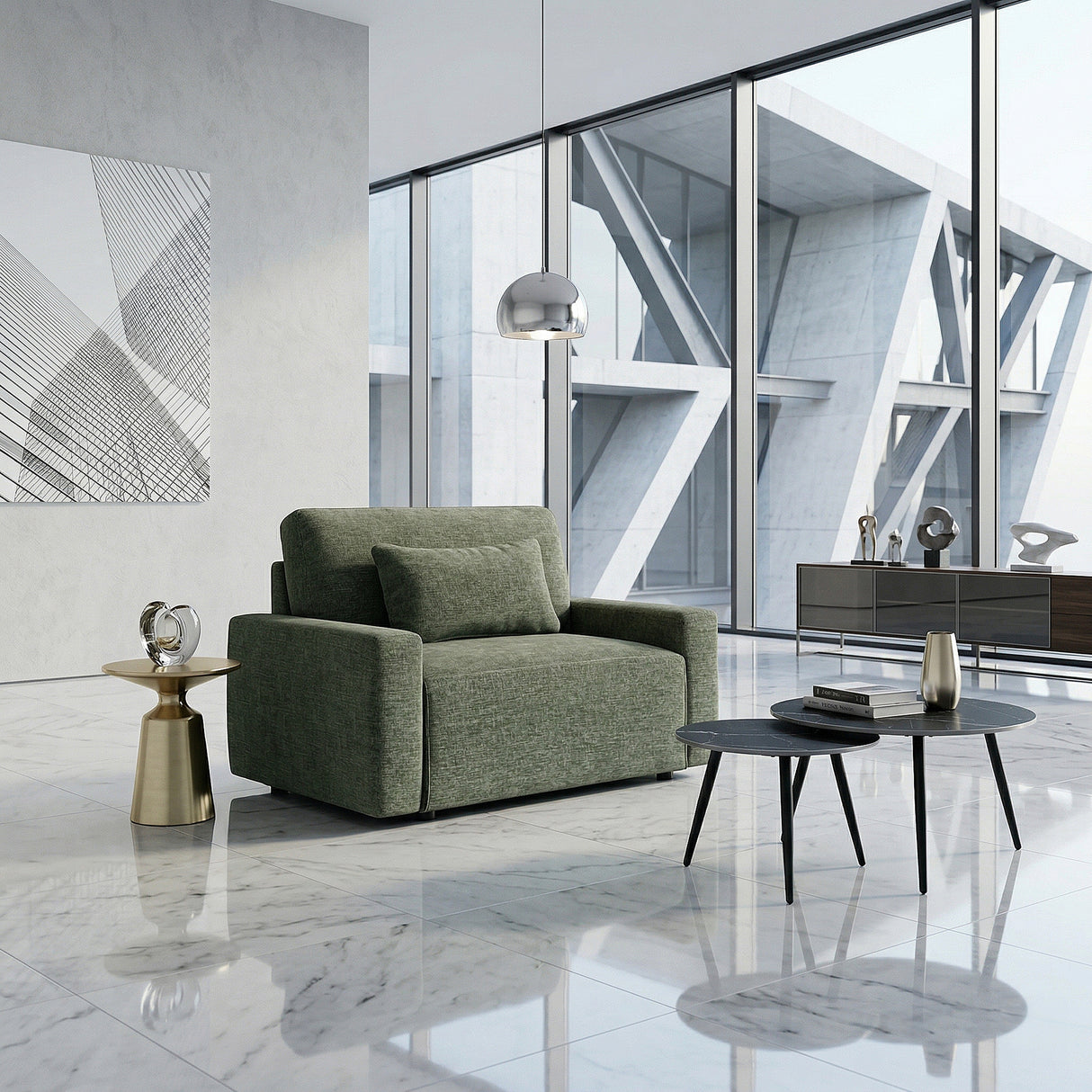8345GRN-1 Convertible Sleeper Chair with Charging Ports from Homelegance - Luna Furniture
