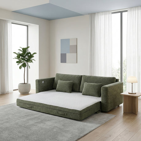 Cumulus Green 2-Piece Convertible RAF Sleeper Sectional from Homelegance - Luna Furniture
