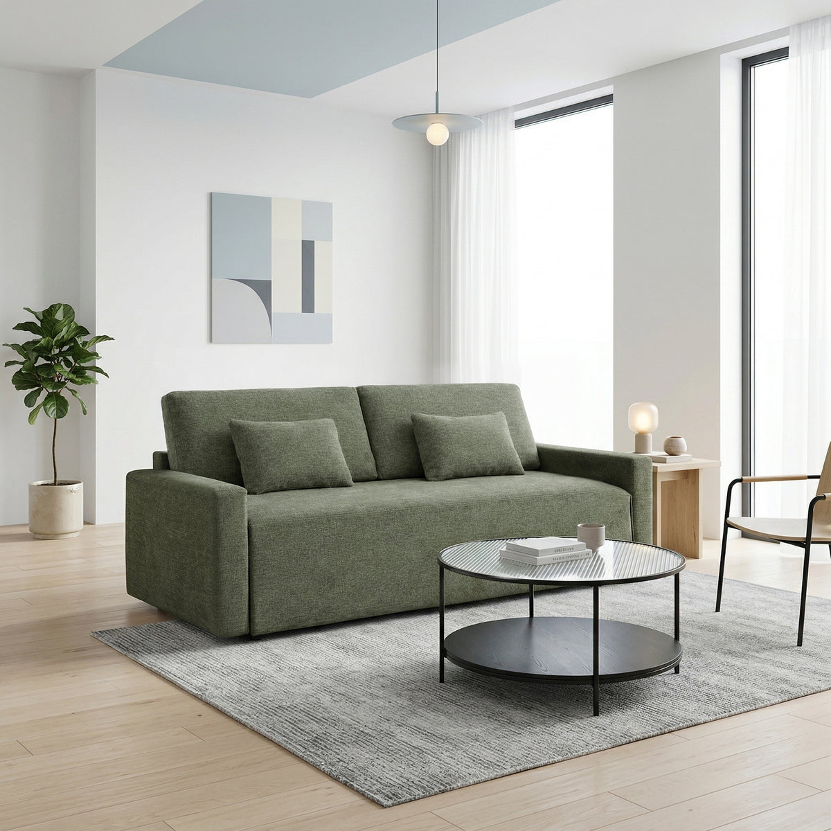 Cumulus Green Convertible Queen Sleeper Sofa with Charging Ports from Homelegance - Luna Furniture