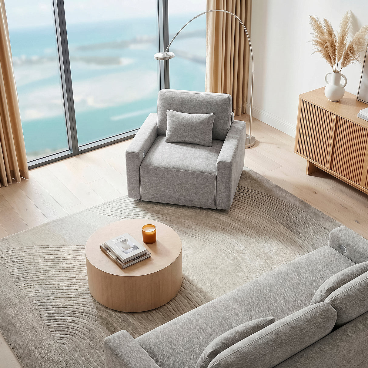8345GRY-1 Convertible Sleeper Chair with Charging Ports from Homelegance - Luna Furniture