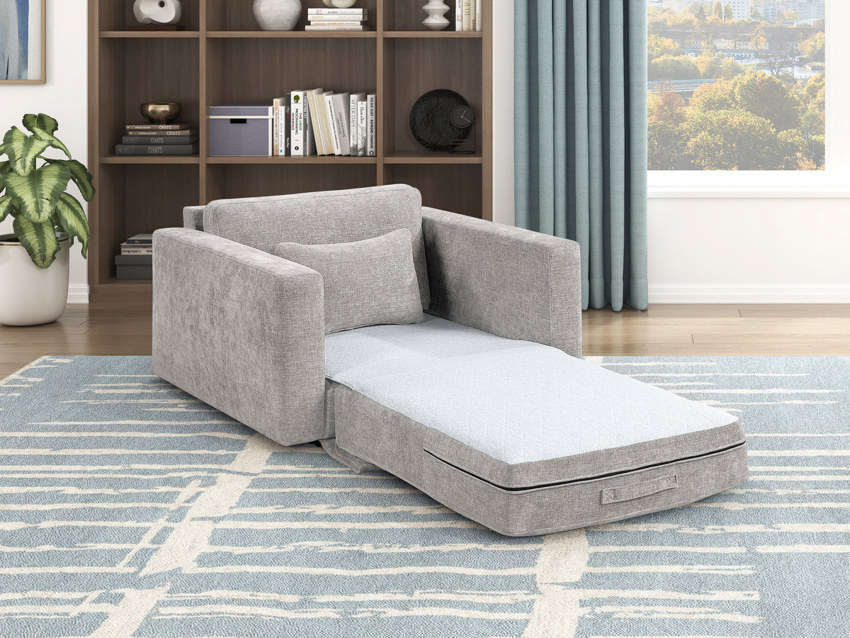 Cumulus Gray 2-Piece Right Side Chaise Sectional with Convertible Queen Sleeper