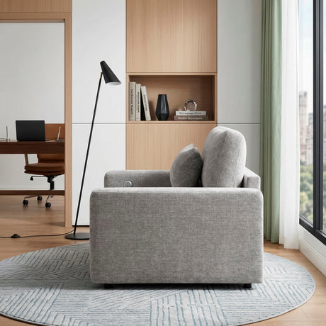 8345GRY-1 Convertible Sleeper Chair with Charging Ports from Homelegance - Luna Furniture