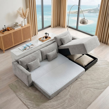 Cumulus Gray 2-Piece Convertible RAF Sleeper Sectional from Homelegance - Luna Furniture