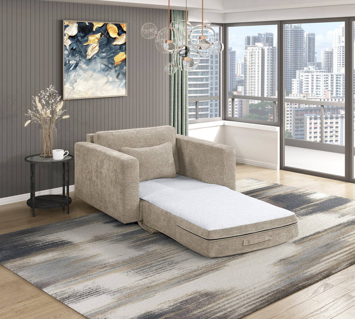 8345TPE-1 Convertible Sleeper Chair with Charging Ports from Homelegance - Luna Furniture