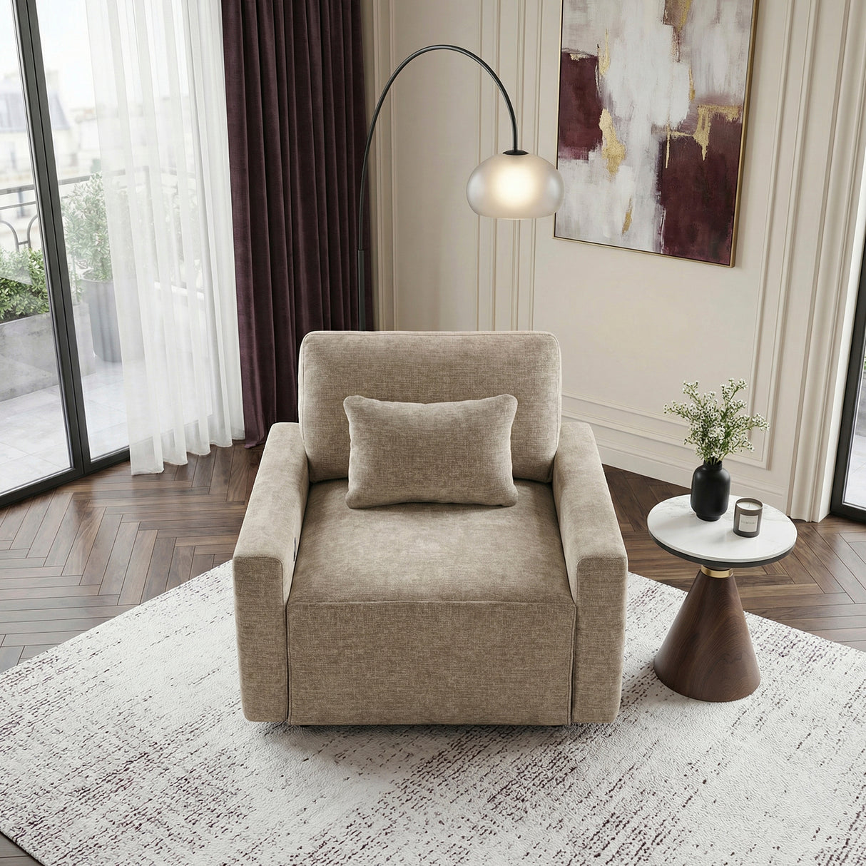 8345TPE-1 Convertible Sleeper Chair with Charging Ports from Homelegance - Luna Furniture