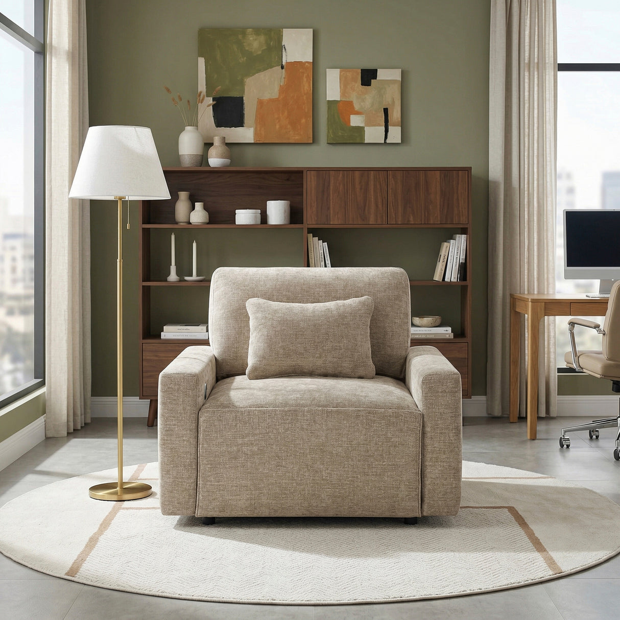 8345TPE-1 Convertible Sleeper Chair with Charging Ports from Homelegance - Luna Furniture