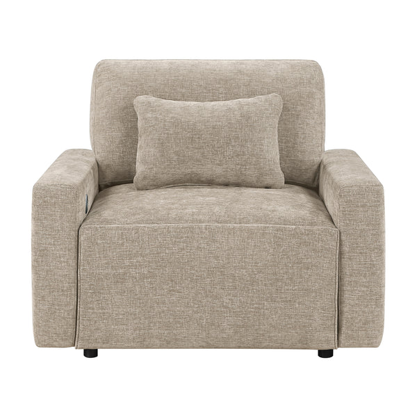 Cumulus Taupe Convertible Sleeper Chair with Charging Ports