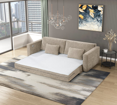 Cumulus Taupe 2-Piece Convertible RAF Sleeper Sectional from Homelegance - Luna Furniture