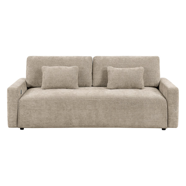 Cumulus Taupe Convertible Queen Sleeper Sofa with Charging Ports