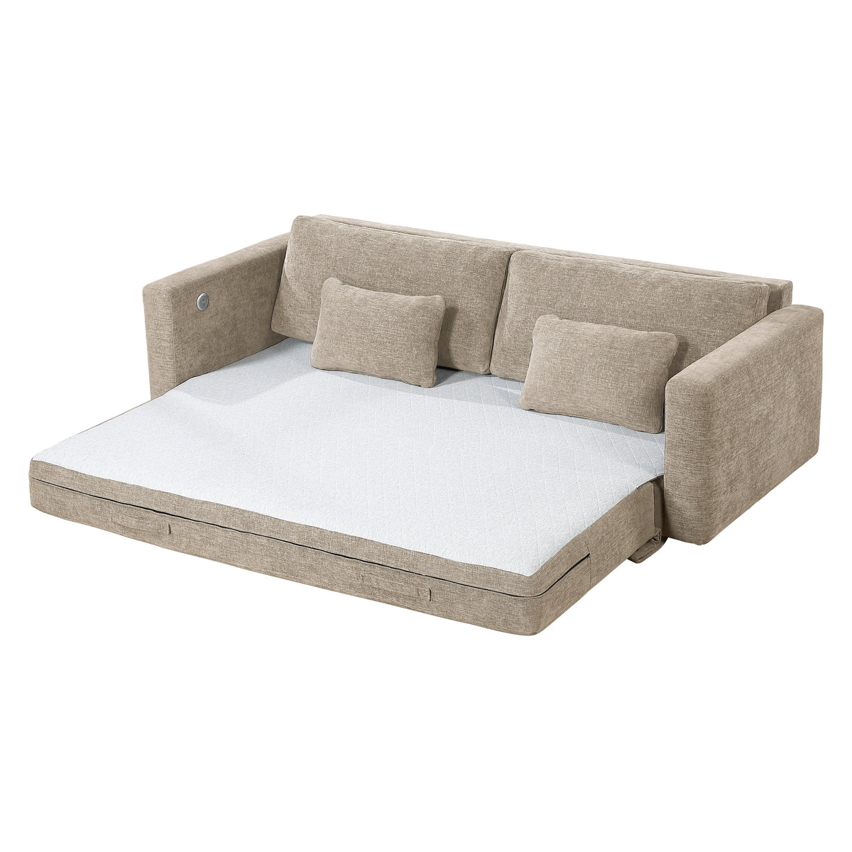 Cumulus Taupe Convertible Queen Sleeper Sofa with Charging Ports from Homelegance - Luna Furniture
