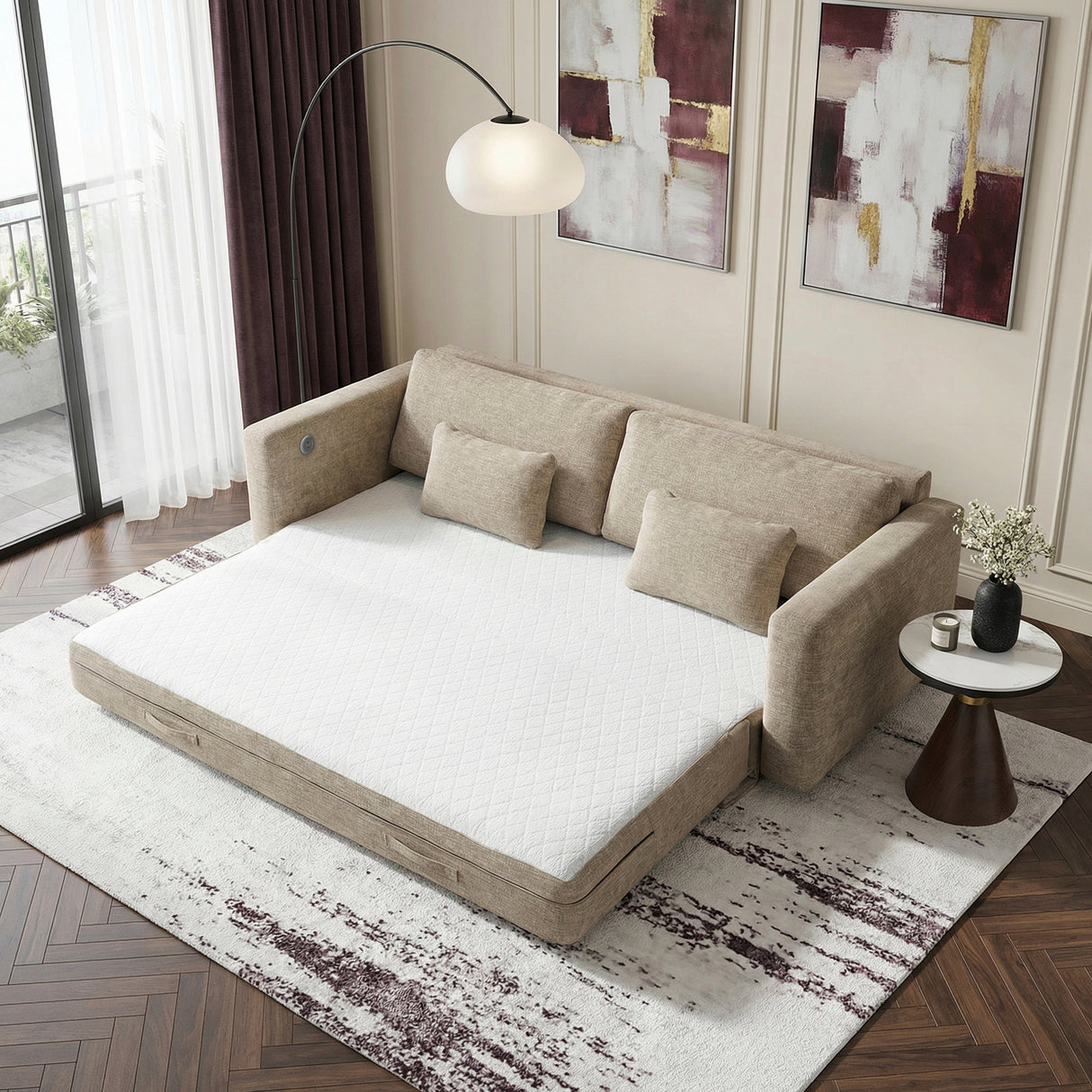 Cumulus Taupe 2-Piece Right Side Chaise Sectional with Convertible Queen Sleeper from Homelegance - Luna Furniture