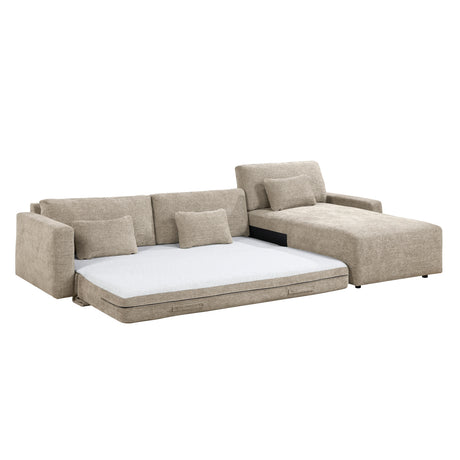 Cumulus Taupe 2-Piece Convertible RAF Sleeper Sectional from Homelegance - Luna Furniture