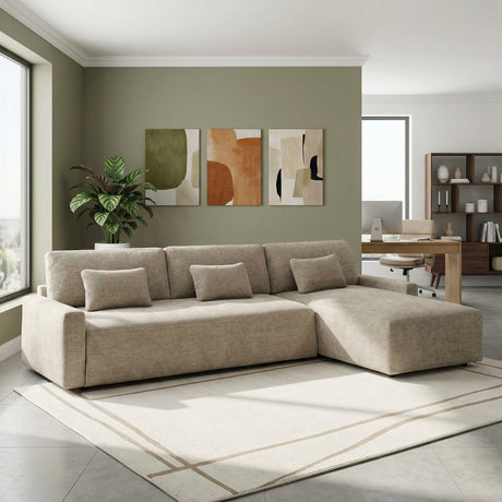 Cumulus Taupe 2-Piece Convertible RAF Sleeper Sectional from Homelegance - Luna Furniture