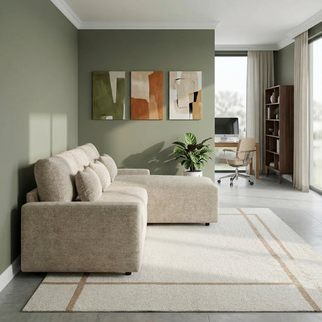 Cumulus Taupe 2-Piece Convertible RAF Sleeper Sectional from Homelegance - Luna Furniture