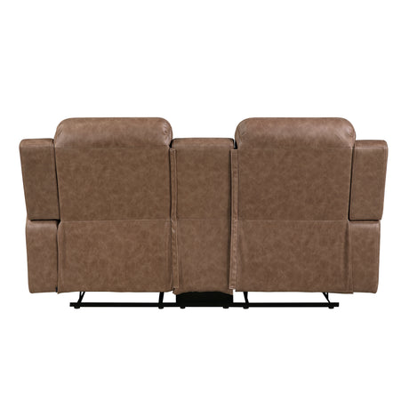 Hearth Brown Double Reclining Loveseat with Center Console from Homelegance - Luna Furniture