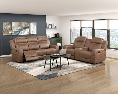 Hearth Brown Double Reclining Sofa from Homelegance - Luna Furniture