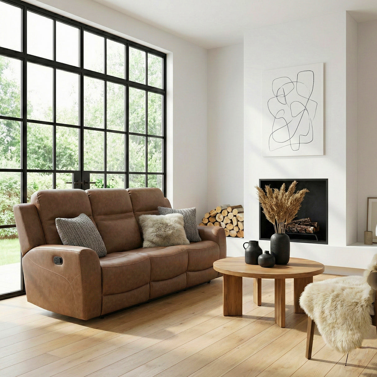 Hearth Brown Double Reclining Sofa from Homelegance - Luna Furniture