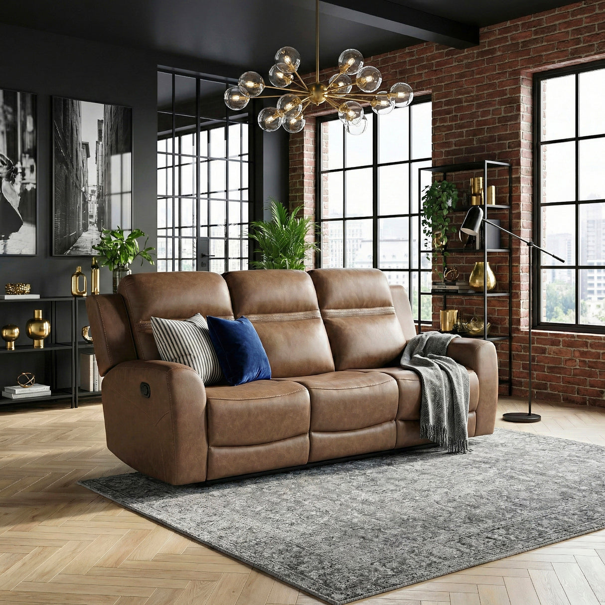 Hearth Brown Double Reclining Sofa from Homelegance - Luna Furniture