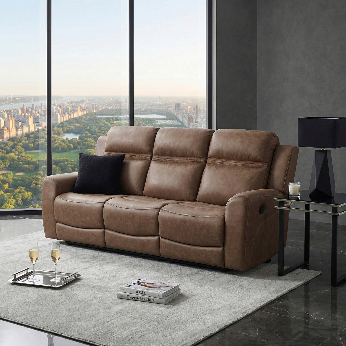 Hearth Brown Double Reclining Sofa from Homelegance - Luna Furniture