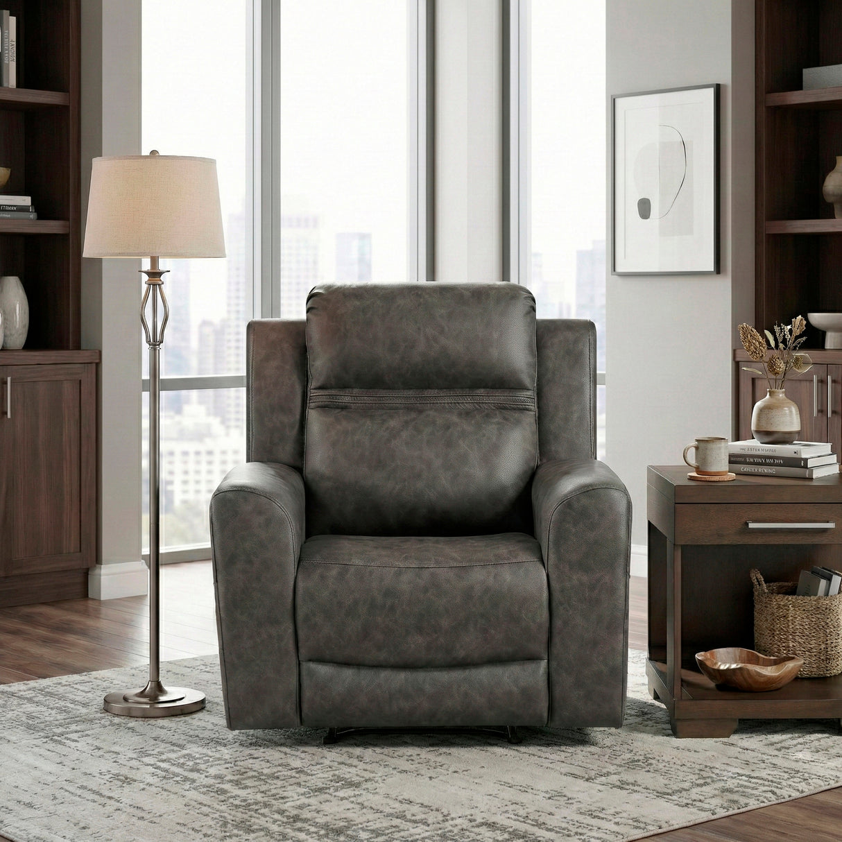 Hearth Brown Double Reclining Loveseat with Center Console from Homelegance - Luna Furniture
