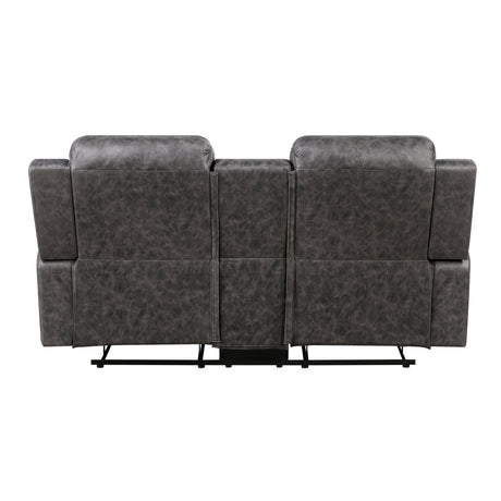 Hearth Charcoal Double Reclining Loveseat with Center Console from Homelegance - Luna Furniture