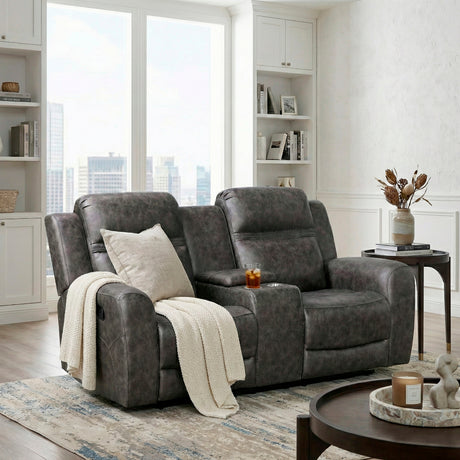 Phyllis Dark Gray Reclining Chair with Cup Holders from Homelegance - Luna Furniture