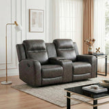 Hearth Charcoal Double Reclining Loveseat with Center Console from Homelegance - Luna Furniture