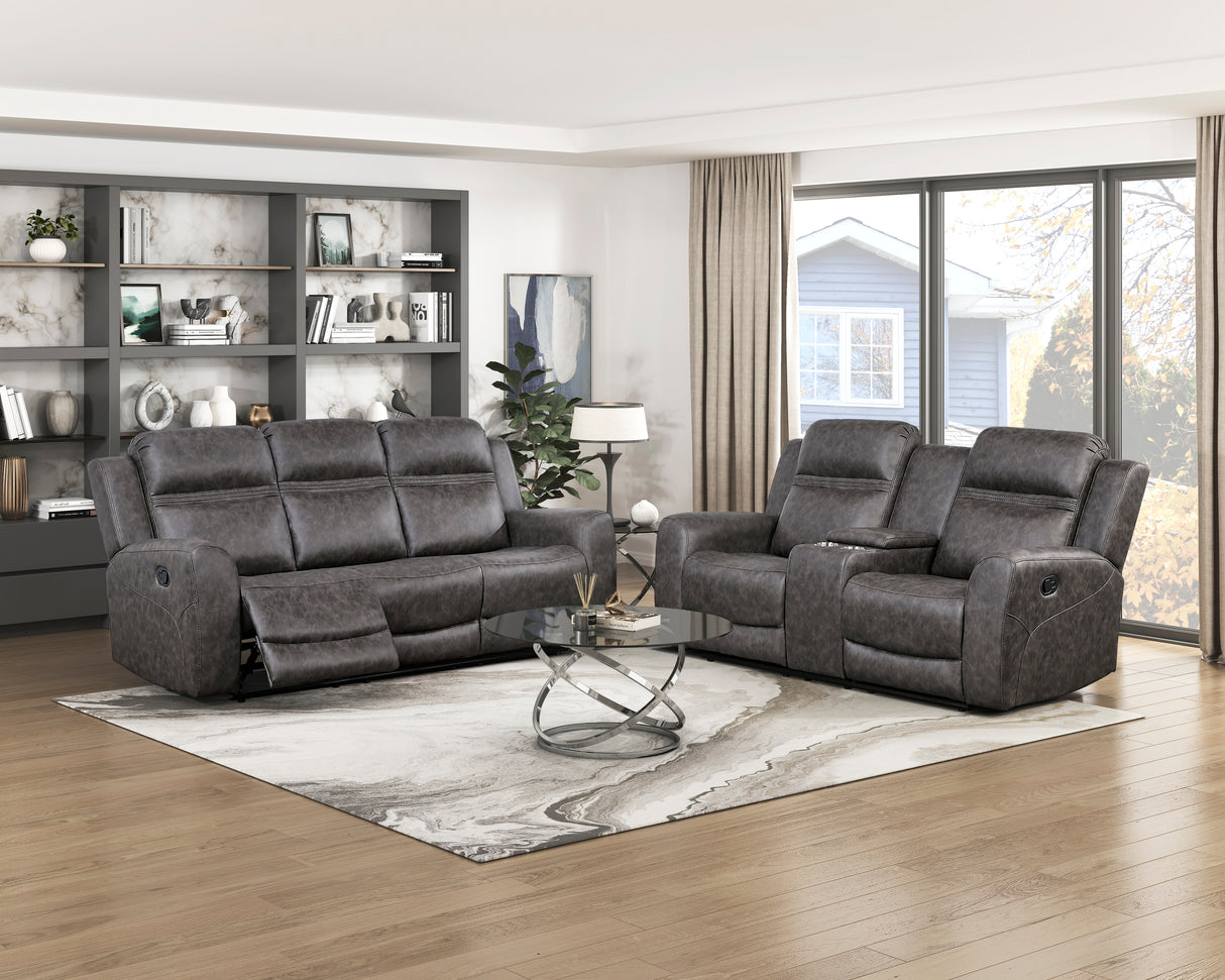 Hearth Charcoal 2-Piece Reclining Living Room Set from Homelegance - Luna Furniture