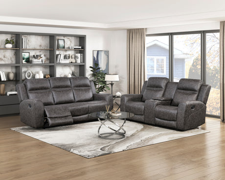 Hearth Charcoal 2-Piece Reclining Living Room Set from Homelegance - Luna Furniture