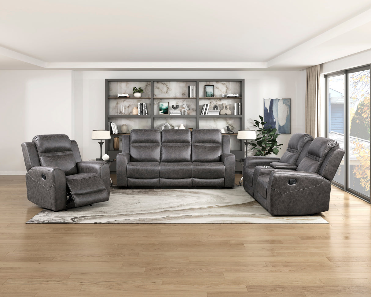 Hearth Charcoal 3-Piece Reclining Living Room Set from Homelegance - Luna Furniture