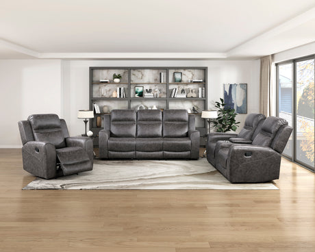 Hearth Charcoal 3-Piece Reclining Living Room Set from Homelegance - Luna Furniture