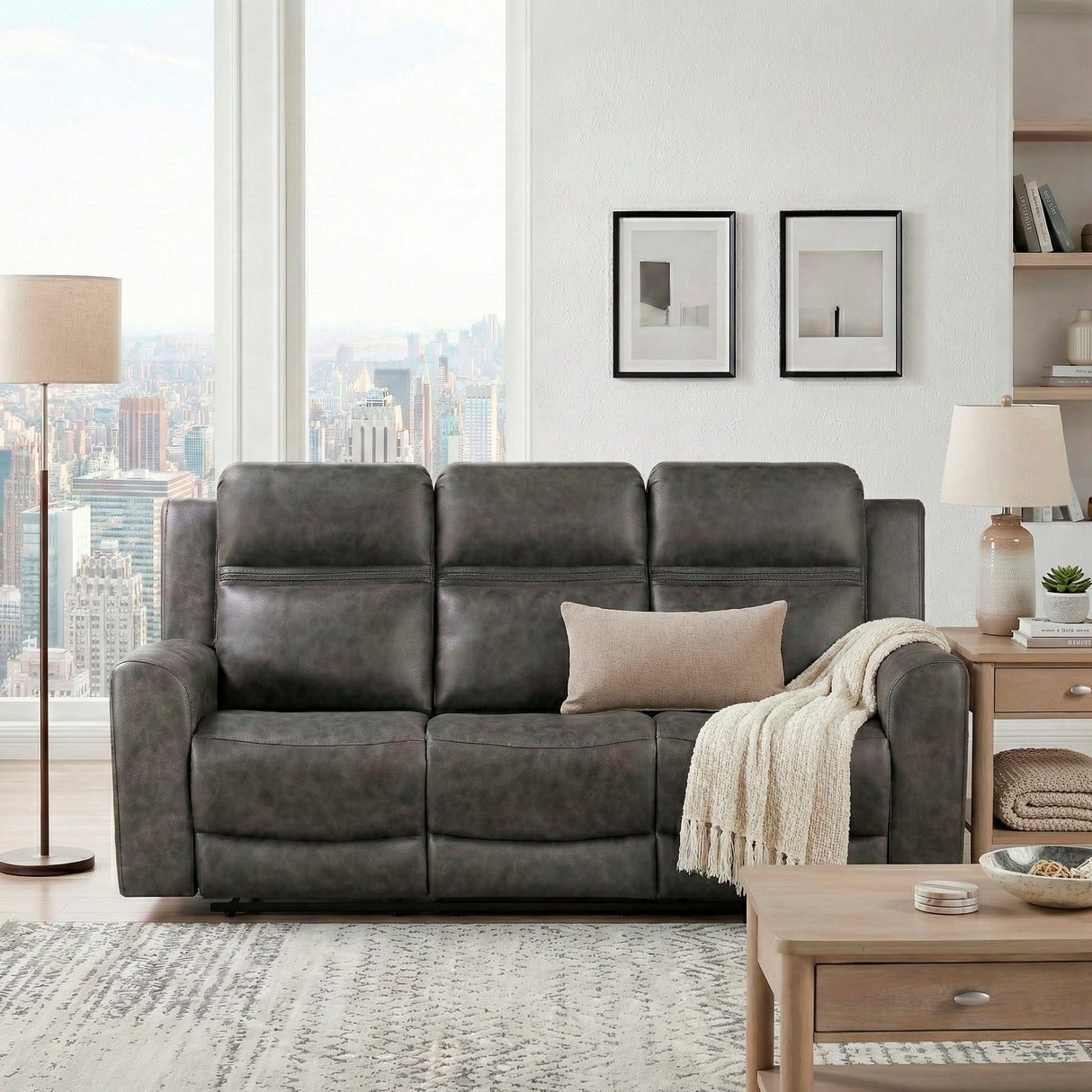 Hearth Charcoal Double Reclining Sofa from Homelegance - Luna Furniture