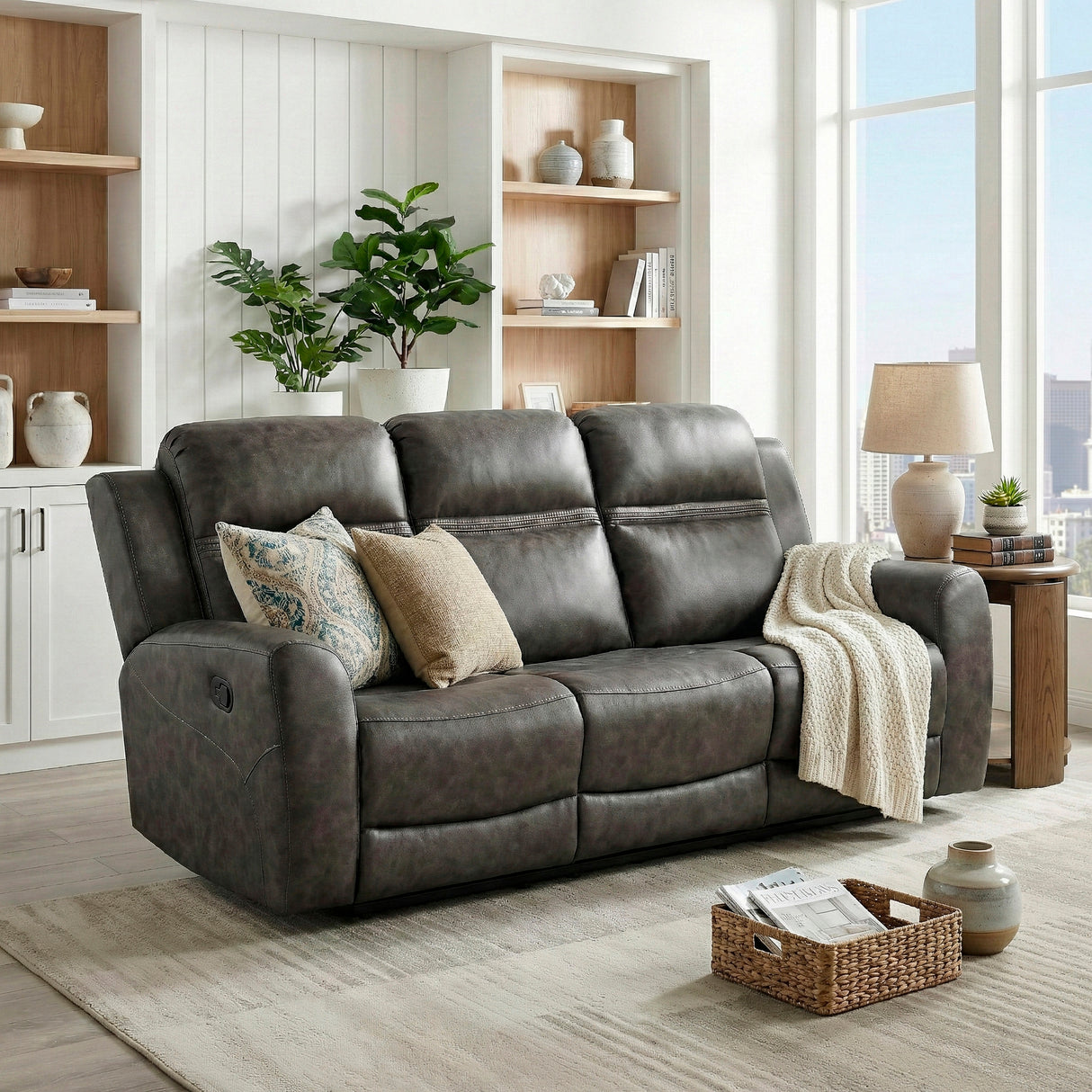 Hearth Charcoal Double Reclining Sofa from Homelegance - Luna Furniture