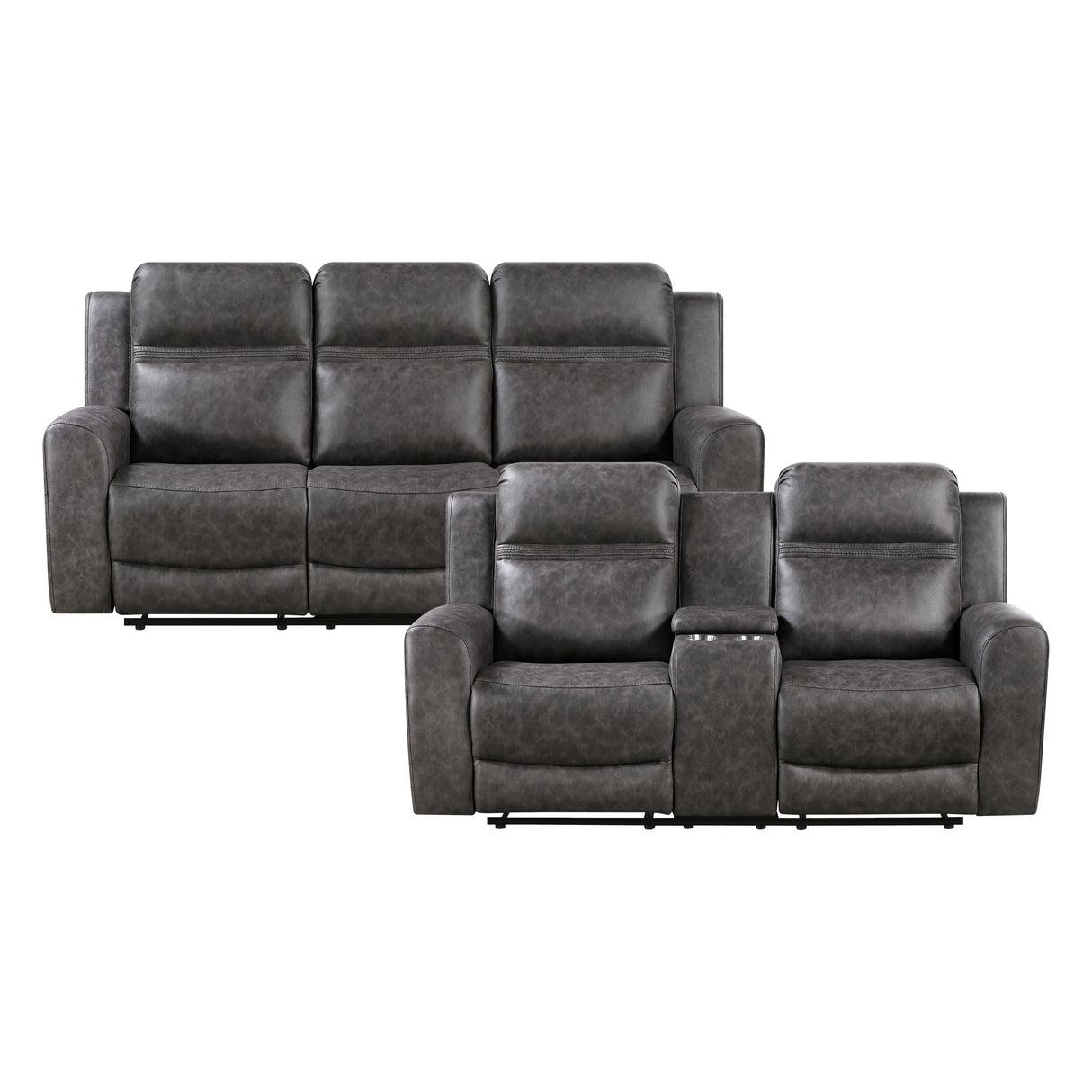 Hearth Charcoal 2-Piece Reclining Living Room Set from Homelegance - Luna Furniture