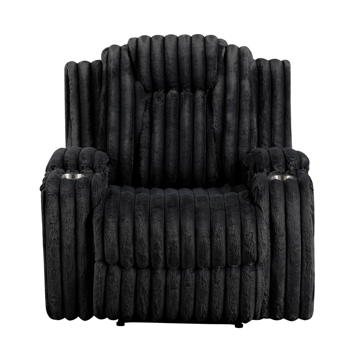 Phyllis Black Corduroy Reclining Chair with Cup Holders from Homelegance - Luna Furniture