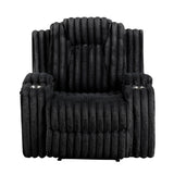 Phyllis Black Corduroy Reclining Chair with Cup Holders from Homelegance - Luna Furniture