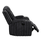 Phyllis Black Corduroy Reclining Chair with Cup Holders