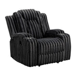 Phyllis Black Corduroy Reclining Chair with Cup Holders