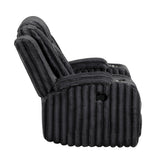 Phyllis Black Corduroy Reclining Chair with Cup Holders