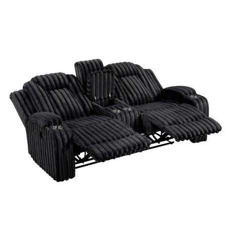 Phyllis Black Corduroy Reclining Living Room Set from Homelegance - Luna Furniture