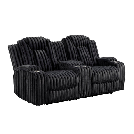 Phyllis Black Corduroy Reclining Living Room Set from Homelegance - Luna Furniture
