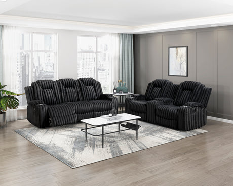 Phyllis Black Corduroy Reclining Living Room Set from Homelegance - Luna Furniture