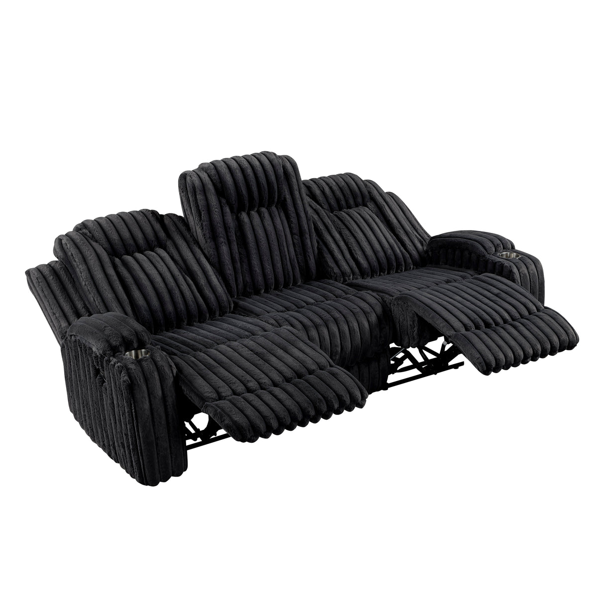 Phyllis Black Corduroy Reclining Living Room Set