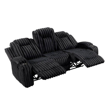 Phyllis Black Corduroy Reclining Living Room Set from Homelegance - Luna Furniture