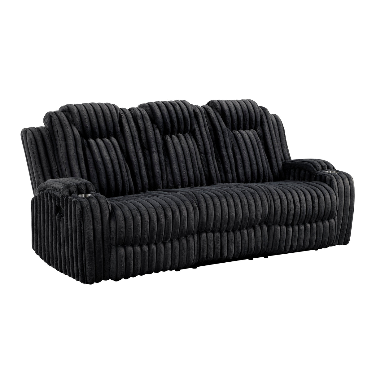 Phyllis Black Corduroy Reclining Living Room Set