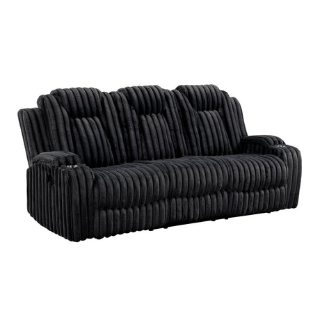 Phyllis Black Corduroy Reclining Living Room Set from Homelegance - Luna Furniture