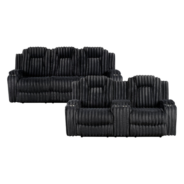 Phyllis Black Corduroy 2-Piece Reclining Living Room Set